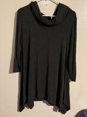 Vanity Dark Gray Cowl Neck Tunic Top